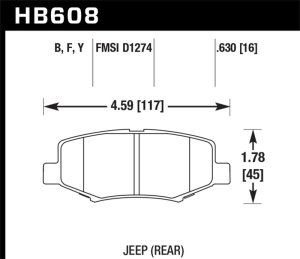 Dodge Nitro R/T Brake Pads - Rear - Hawk Performance - HPS 5.0 - `07-`11